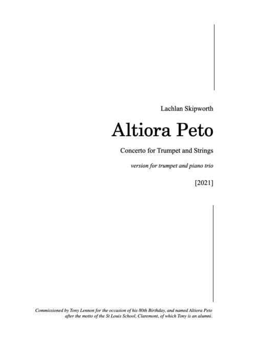Altiora Peto (arr. Trumpet and Piano Trio)